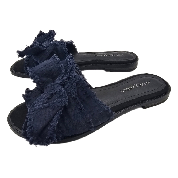 Kelsi Dagger Brooklyn Revere Bow Slides Navy Size 6 - Picture 1 of 8